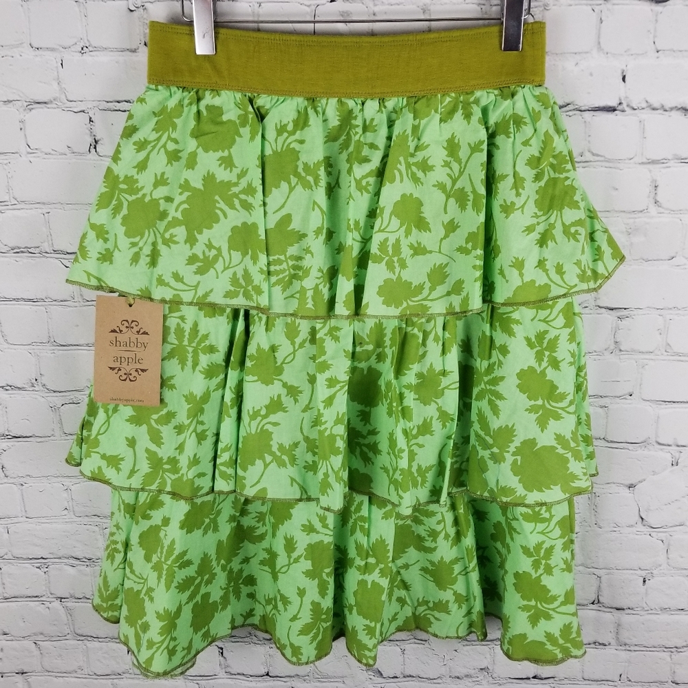 SHABBY APPLE | ruffle three tiered print skirt